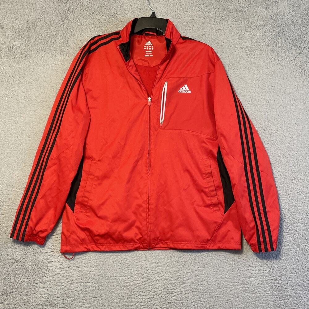 Adidas 3 Stripe RN#88387 CA#40312‎ Black And Red Jacket Men's Small